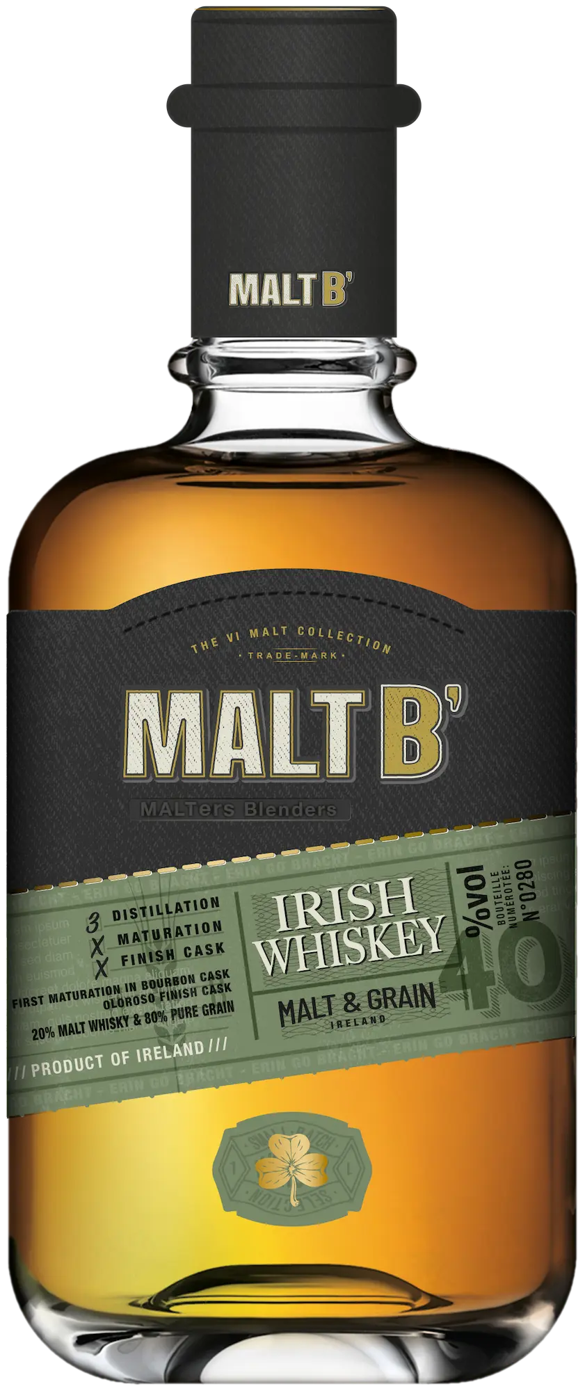 Bouteille Whiskey Irlandais Malt B' Blended finition Sherry Oloroso - Distilleo